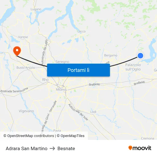 Adrara San Martino to Besnate map