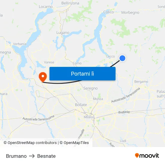 Brumano to Besnate map