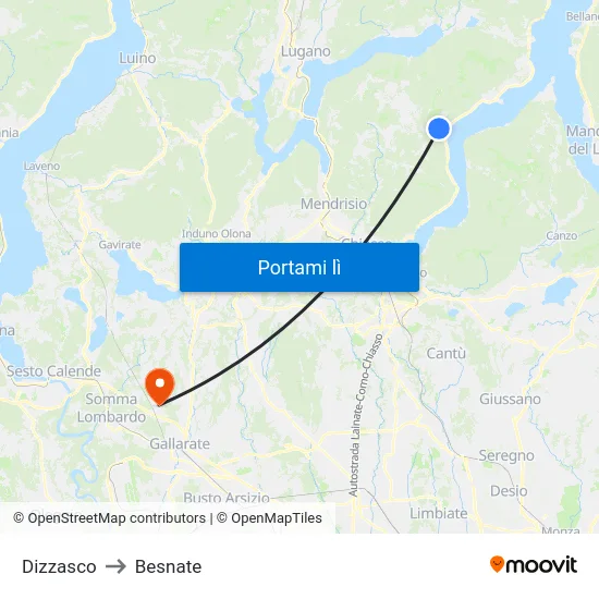Dizzasco to Besnate map