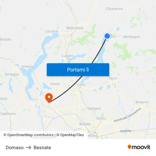 Domaso to Besnate map
