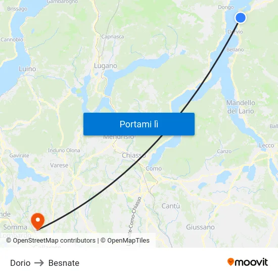 Dorio to Besnate map