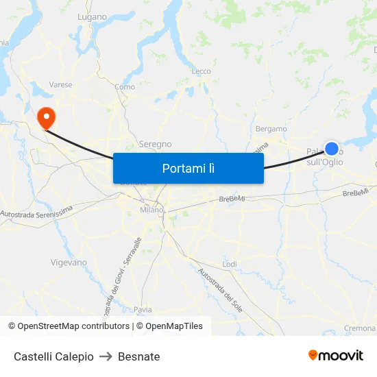 Castelli Calepio to Besnate map