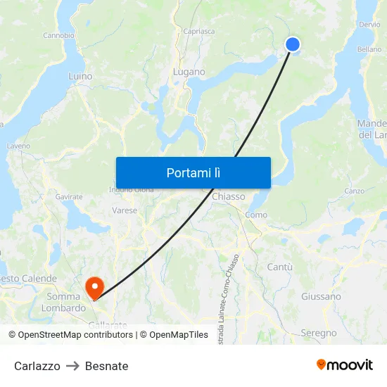 Carlazzo to Besnate map