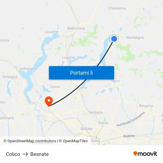 Colico to Besnate map