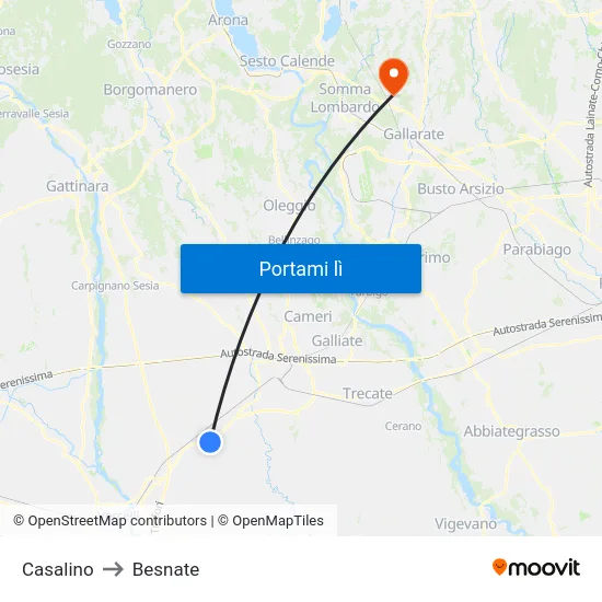 Casalino to Besnate map