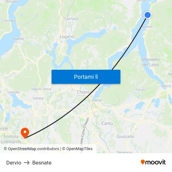 Dervio to Besnate map