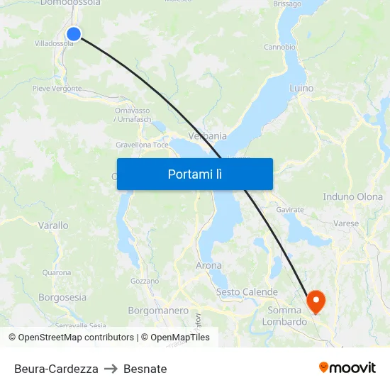 Beura-Cardezza to Besnate map