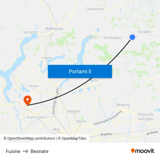 Fusine to Besnate map