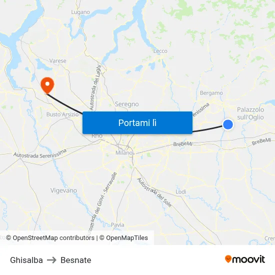 Ghisalba to Besnate map