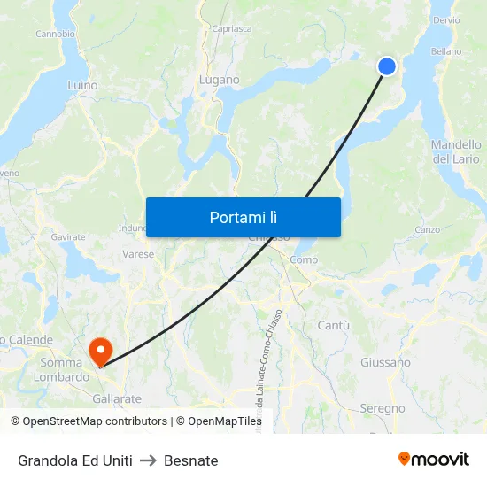 Grandola Ed Uniti to Besnate map
