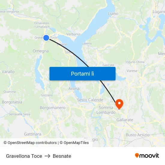 Gravellona Toce to Besnate map