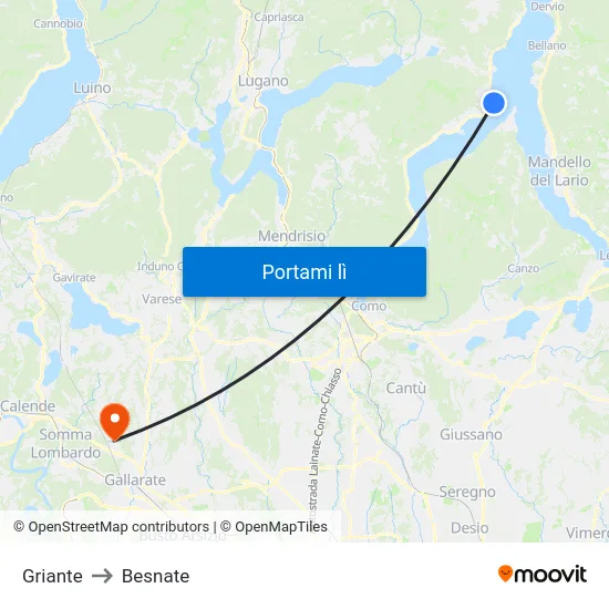 Griante to Besnate map