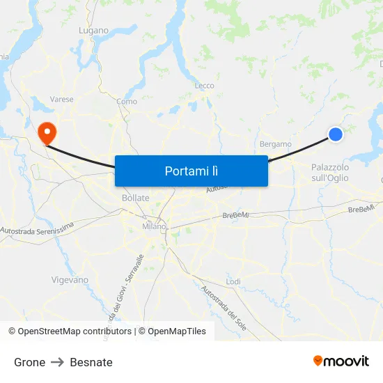 Grone to Besnate map