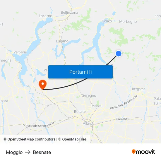 Moggio to Besnate map