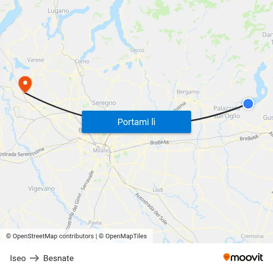Iseo to Besnate map