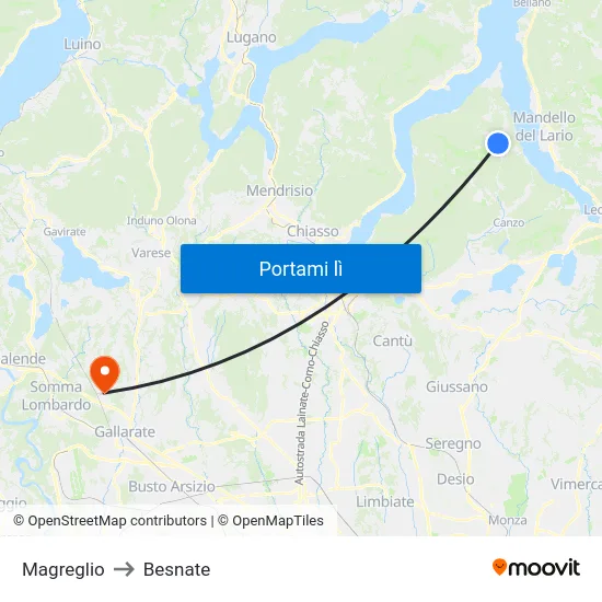 Magreglio to Besnate map