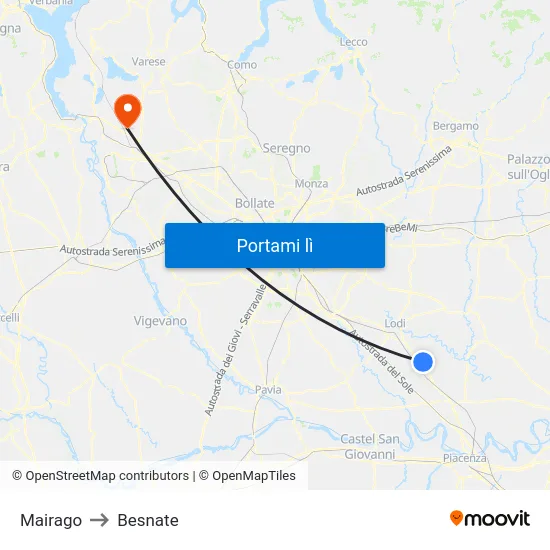 Mairago to Besnate map