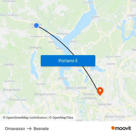 Ornavasso to Besnate map
