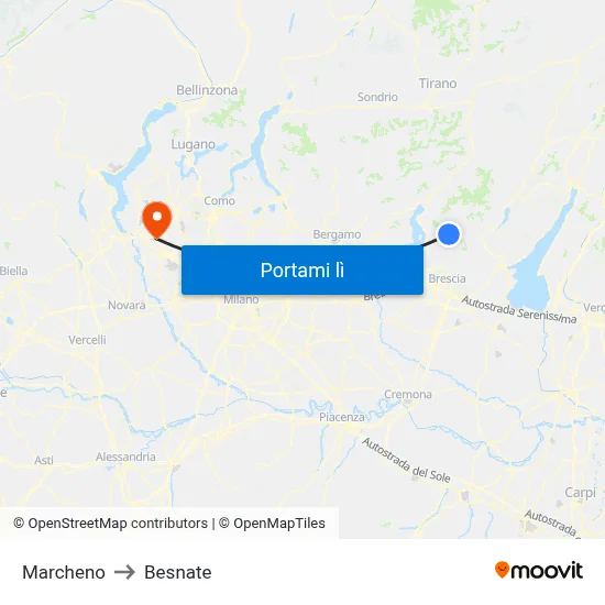 Marcheno to Besnate map