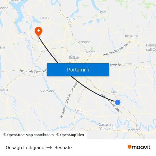 Ossago Lodigiano to Besnate map