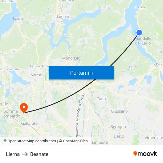 Lierna to Besnate map
