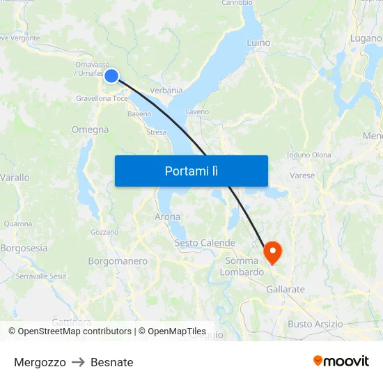 Mergozzo to Besnate map