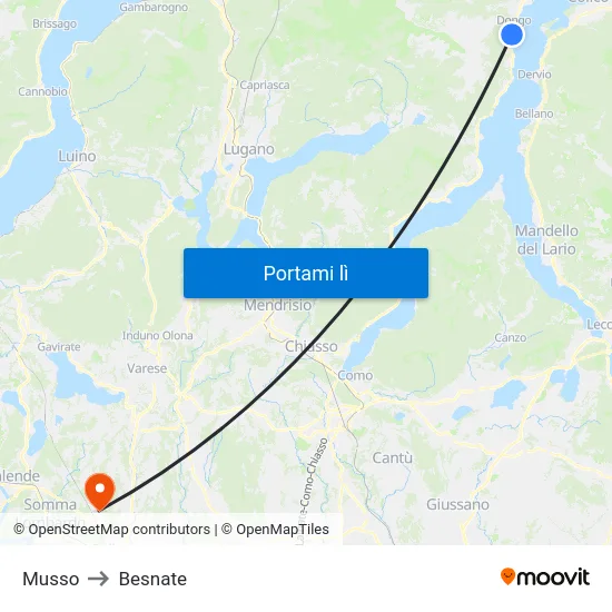 Musso to Besnate map