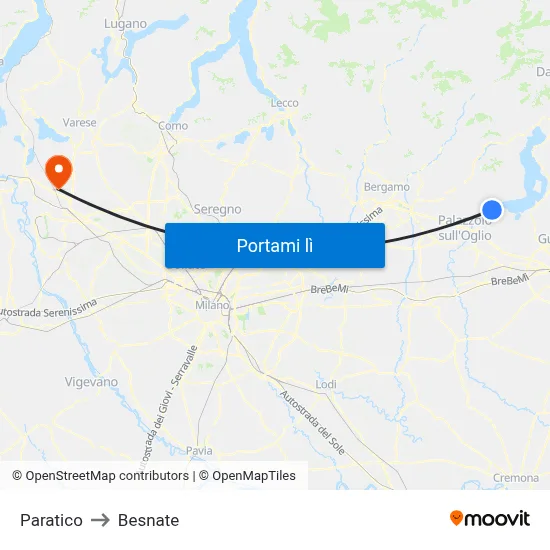 Paratico to Besnate map