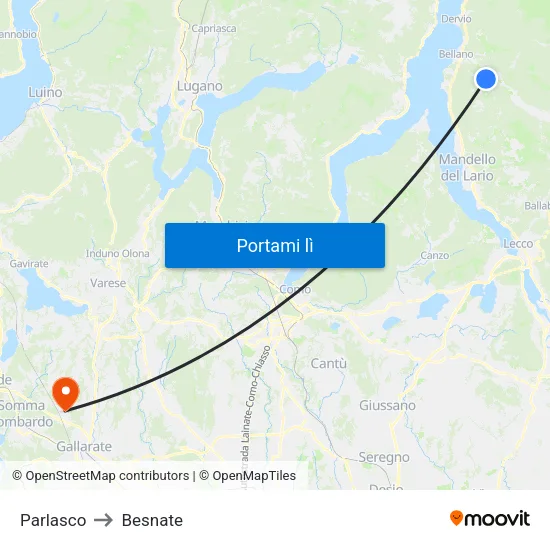 Parlasco to Besnate map