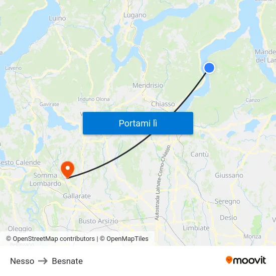 Nesso to Besnate map
