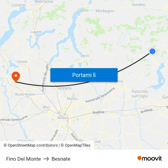Fino Del Monte to Besnate map