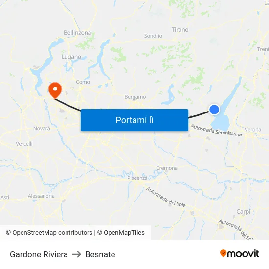 Gardone Riviera to Besnate map