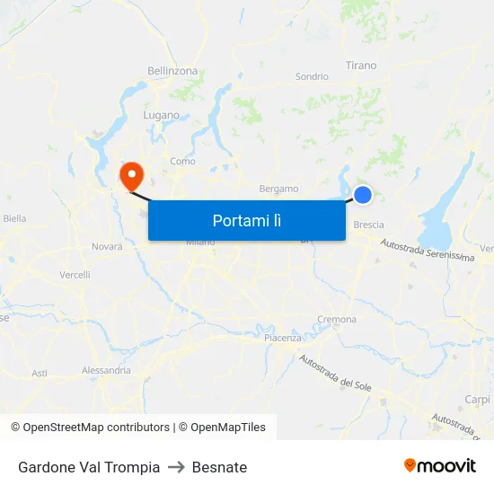 Gardone Val Trompia to Besnate map