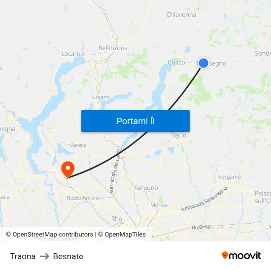 Traona to Besnate map