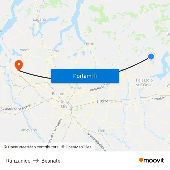 Ranzanico to Besnate map