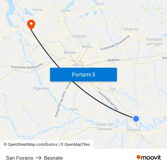 San Fiorano to Besnate map