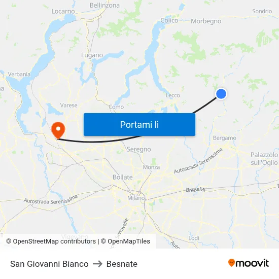 San Giovanni Bianco to Besnate map