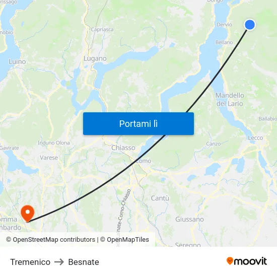 Tremenico to Besnate map