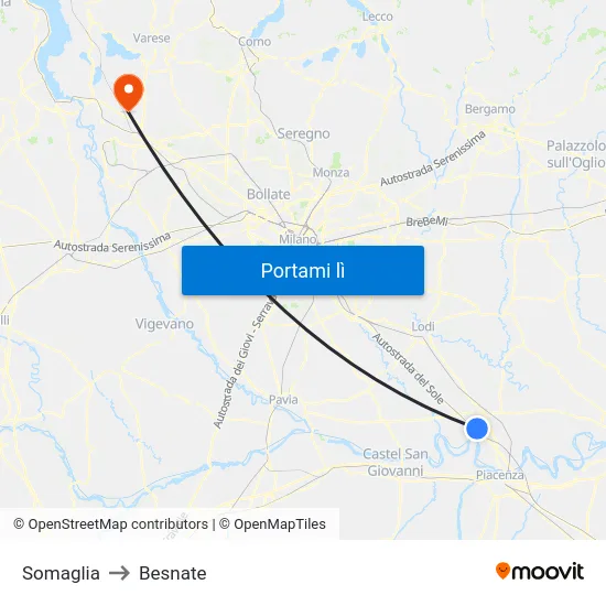 Somaglia to Besnate map