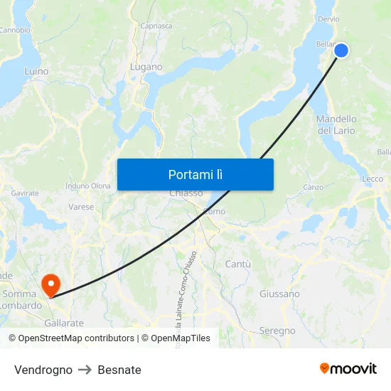Vendrogno to Besnate map