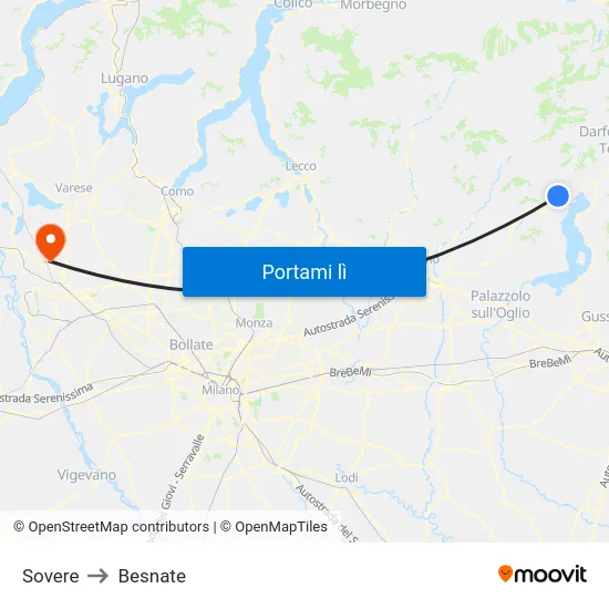 Sovere to Besnate map