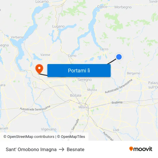 Sant' Omobono Imagna to Besnate map