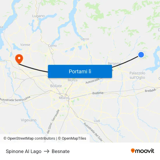 Spinone Al Lago to Besnate map