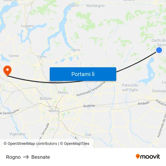 Rogno to Besnate map