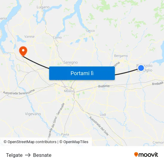 Telgate to Besnate map