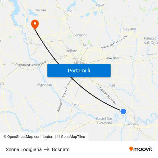 Senna Lodigiana to Besnate map