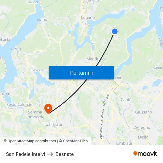 San Fedele Intelvi to Besnate map