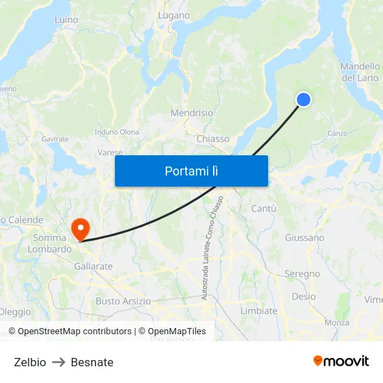 Zelbio to Besnate map