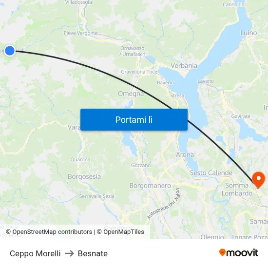 Ceppo Morelli to Besnate map