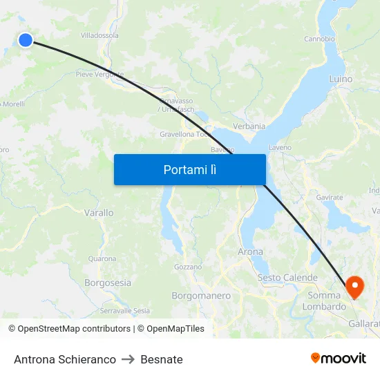 Antrona Schieranco to Besnate map